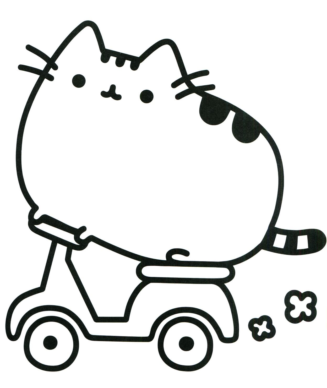 Online coloring book: Pusheen on a scooter coloring page